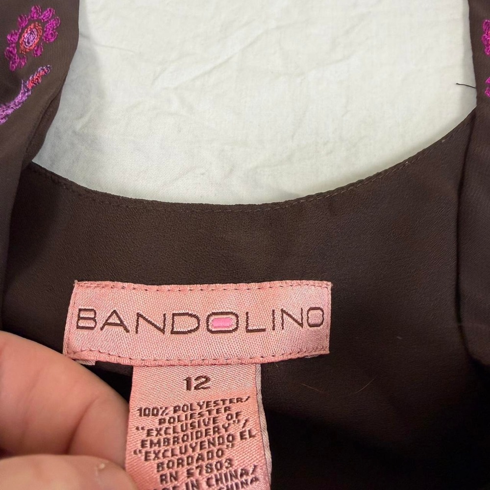 Vintage y2k Bandolino brown & pink floral embroidered design babydoll fairy top - Picture 6 of 8